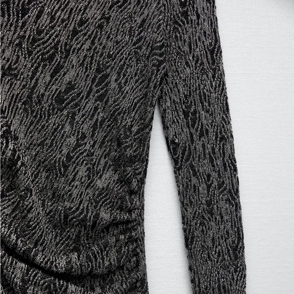 ZARA LONG SLEEVE KNIT DRESS WITH METALLIC THREAD - Picture 6 of 14